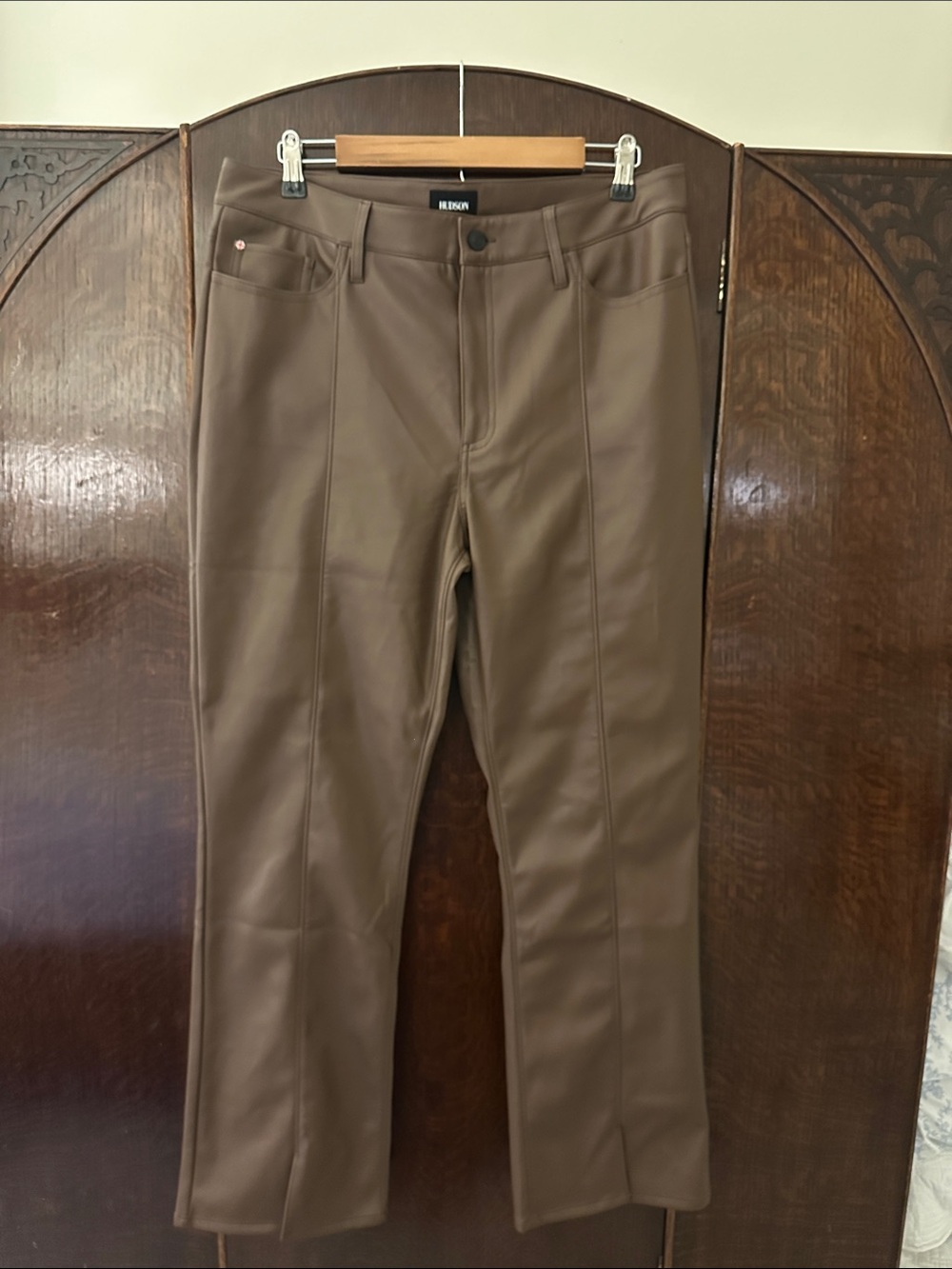 Hudson Jeans Women’s Faux-Leather Bootcut Pants — Brown